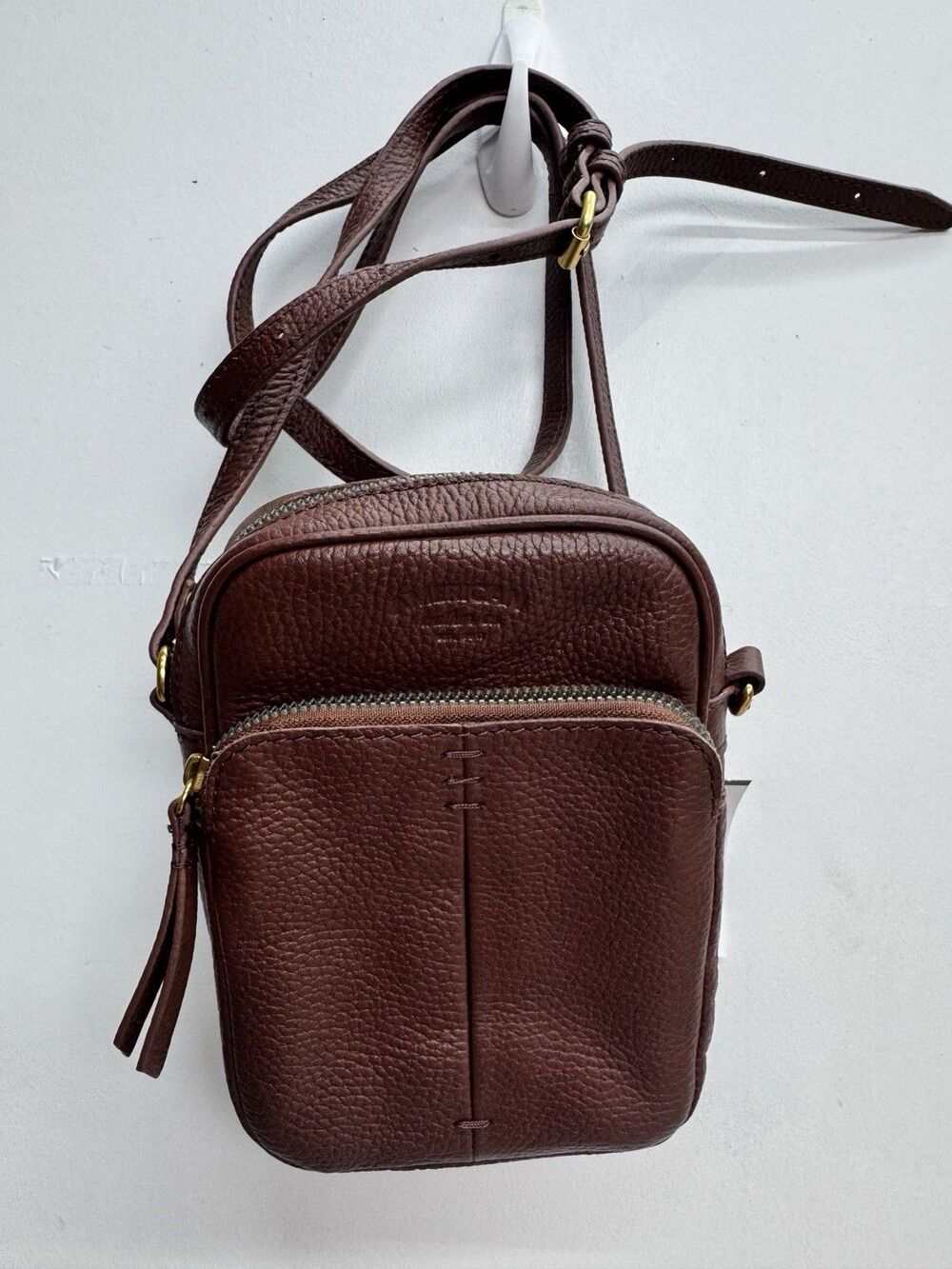 American Leather Co Cleveland Mini Crossbody Bag Cordovan Brown Pebbled leather
